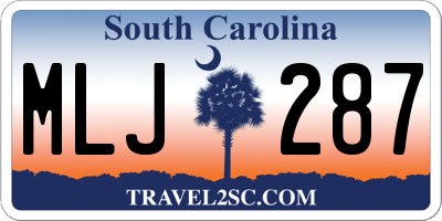 SC license plate MLJ287