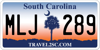 SC license plate MLJ289