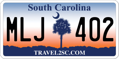 SC license plate MLJ402