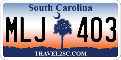 SC license plate MLJ403