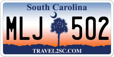 SC license plate MLJ502