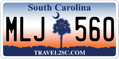 SC license plate MLJ560