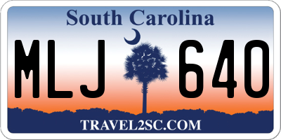 SC license plate MLJ640