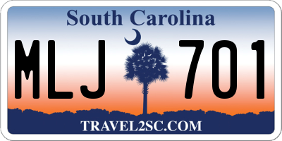 SC license plate MLJ701