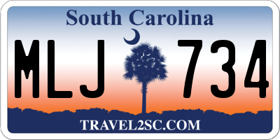 SC license plate MLJ734