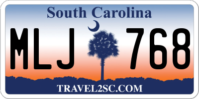 SC license plate MLJ768