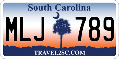 SC license plate MLJ789