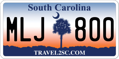 SC license plate MLJ800
