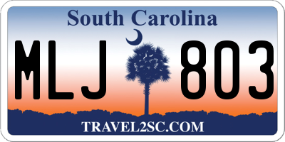 SC license plate MLJ803