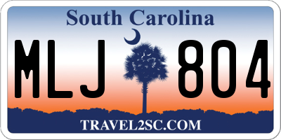 SC license plate MLJ804