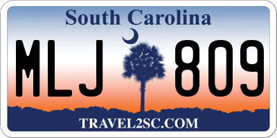 SC license plate MLJ809