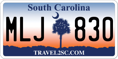 SC license plate MLJ830