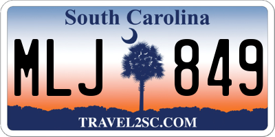 SC license plate MLJ849