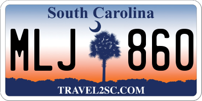 SC license plate MLJ860