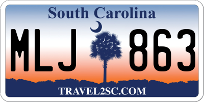SC license plate MLJ863