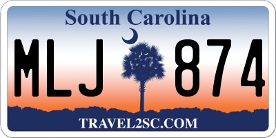 SC license plate MLJ874