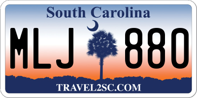SC license plate MLJ880