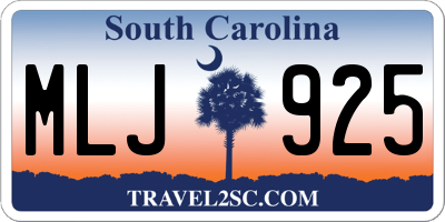 SC license plate MLJ925