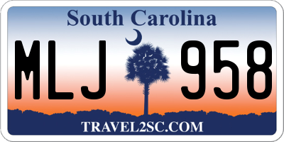 SC license plate MLJ958