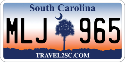 SC license plate MLJ965
