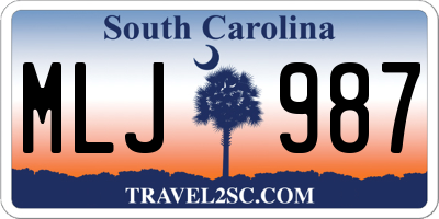 SC license plate MLJ987