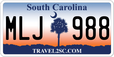 SC license plate MLJ988