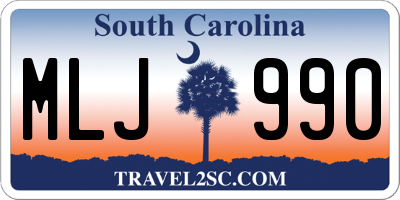 SC license plate MLJ990