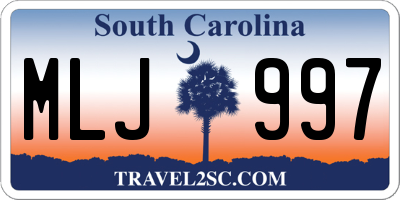 SC license plate MLJ997