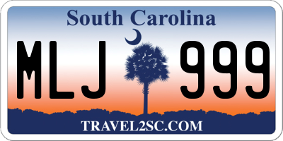SC license plate MLJ999