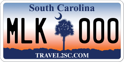 SC license plate MLK000