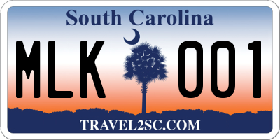 SC license plate MLK001