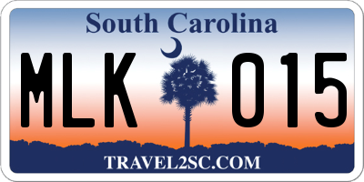 SC license plate MLK015