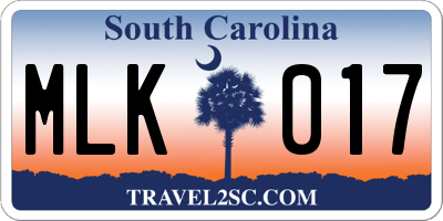 SC license plate MLK017