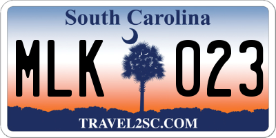 SC license plate MLK023