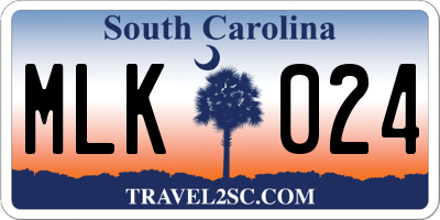 SC license plate MLK024