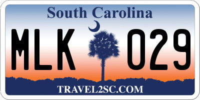 SC license plate MLK029