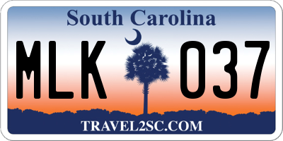 SC license plate MLK037