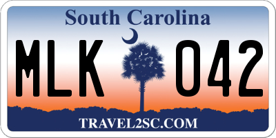 SC license plate MLK042