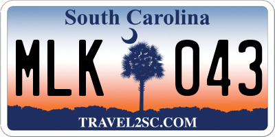 SC license plate MLK043