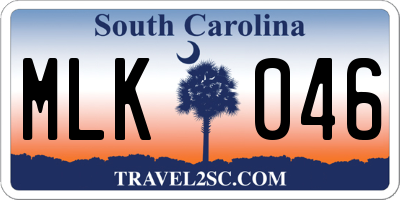 SC license plate MLK046