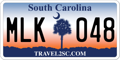 SC license plate MLK048