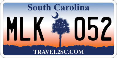 SC license plate MLK052