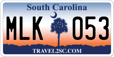 SC license plate MLK053