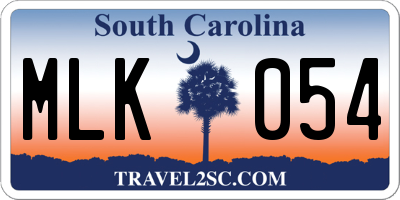 SC license plate MLK054