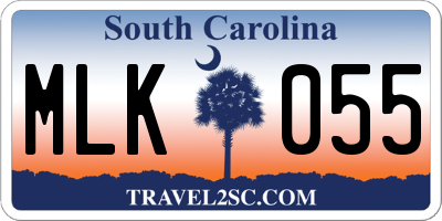 SC license plate MLK055