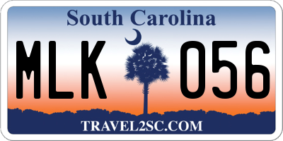 SC license plate MLK056