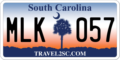 SC license plate MLK057