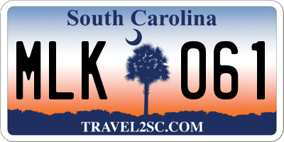 SC license plate MLK061
