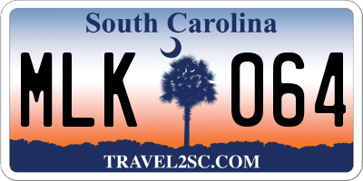 SC license plate MLK064