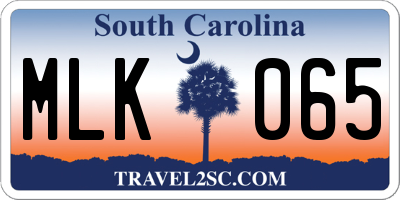 SC license plate MLK065